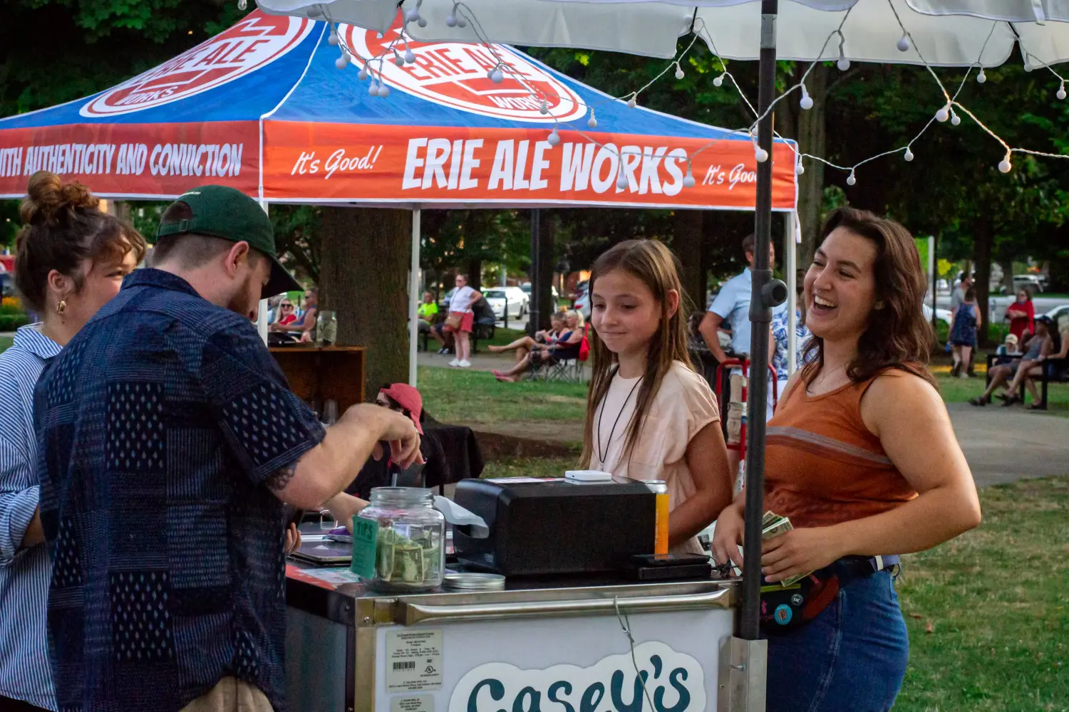 Casey serving ice cream at her cart